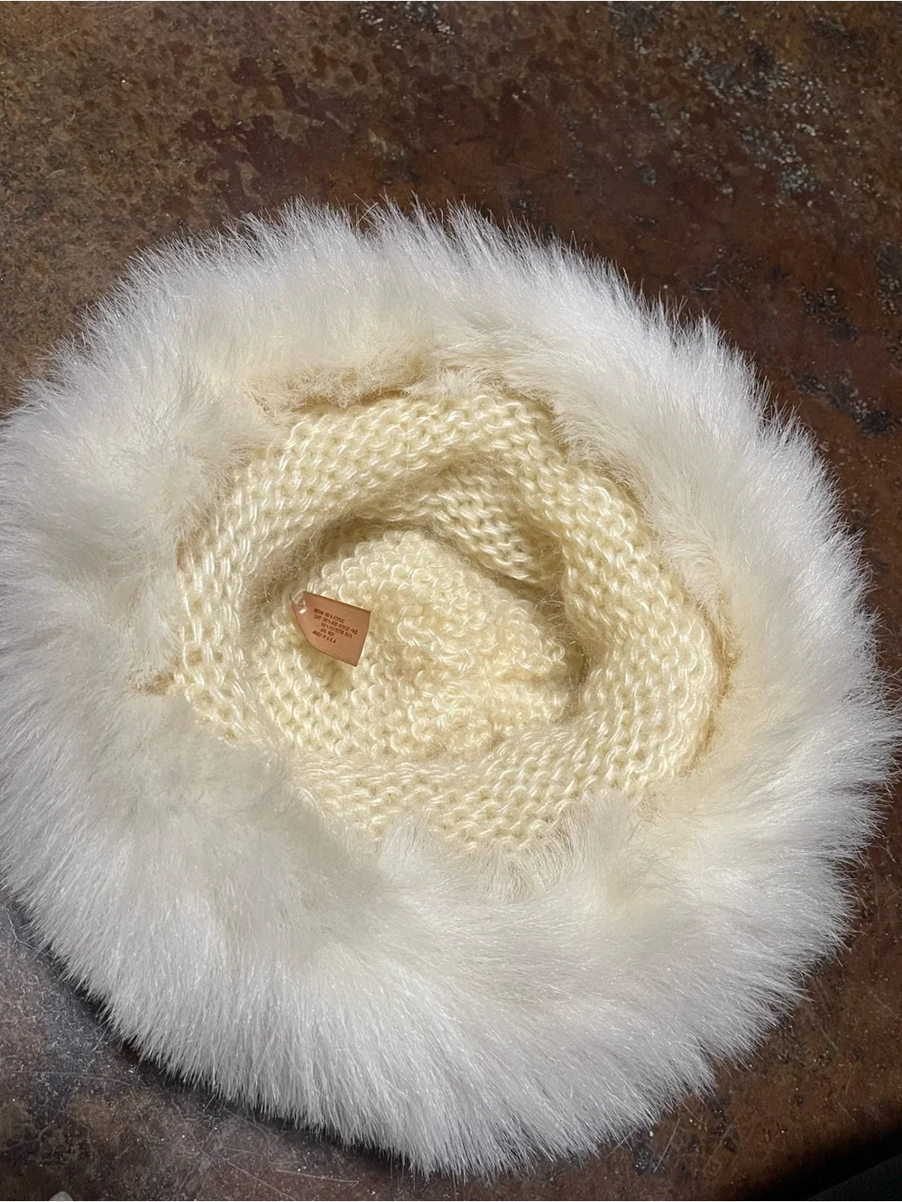 Kids Cream Faux Fur Knit Beanie Hat